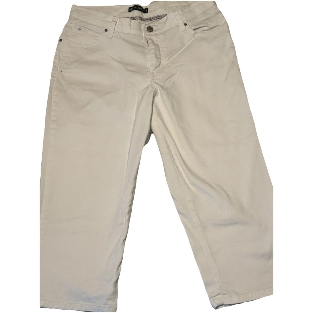 Lee Jeans Women's Size 8 White Relaxed Fit Mid Rise Capri Stretch Denim Preowned